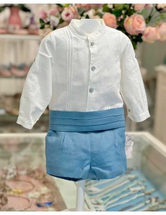 Conjunto Niño Ceremonia Crudo y Azul Basmartí 2