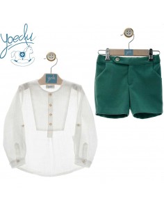 Conjunto Camisa y Bermuda Yoedu Familia Romance Verde Hierba