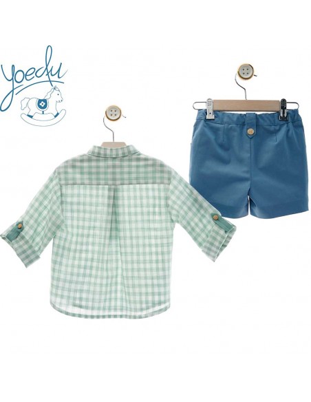 Conjunto Camisa y Bermuda Yoedu Familia Lancelot Verde y Azul