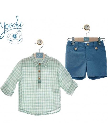Conjunto Camisa y Bermuda Yoedu Familia Lancelot Verde y Azul