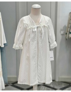 Camisón y Bata Plumeti Crudo Niña Comunión de Rapife