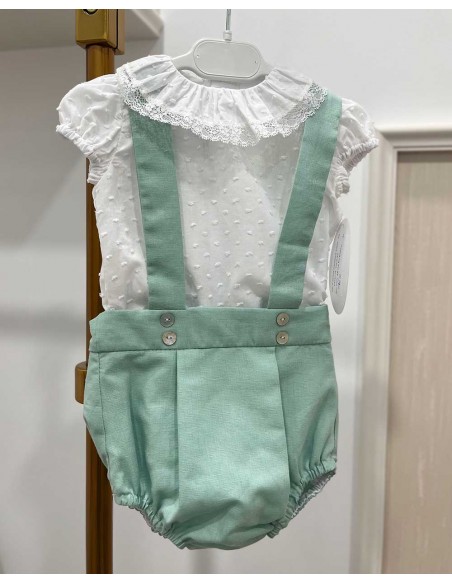 Conjunto Bebé Niño Julietas Lino Verde Tizzas