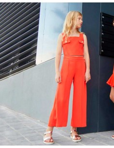 Conjunto Niña Junior Crep Fino Coral Ceremonia Amaya