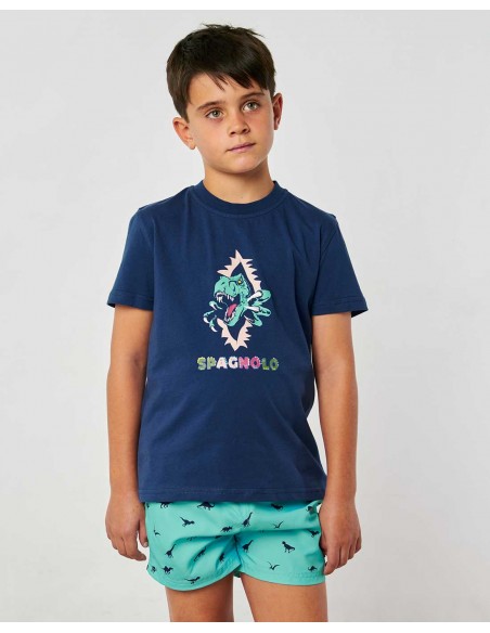 Bermuda Baño Niño Spagnolo Verde Dinosaurios
