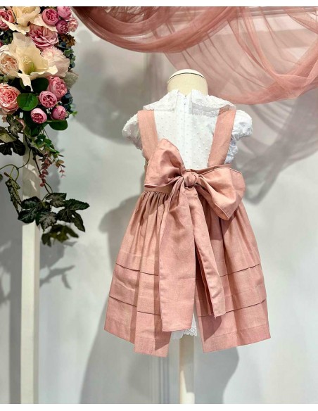 Vestido Pichi Ceremonia Lino Rosa Camisa Plumeti Julietas