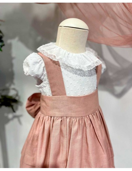 Vestido Pichi Ceremonia Lino Rosa Camisa Plumeti Julietas