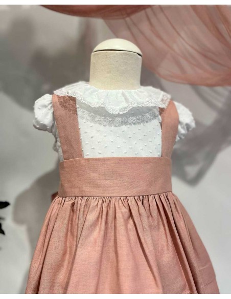 Vestido Pichi Ceremonia Lino Rosa Camisa Plumeti Julietas