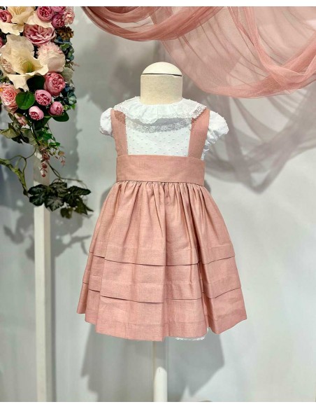 Vestido Pichi Ceremonia Lino Rosa Camisa Plumeti Julietas