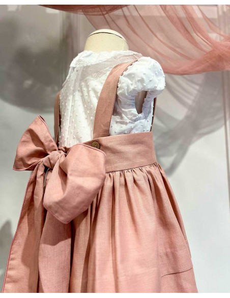 Vestido Pichi Ceremonia Lino Rosa Camisa Plumeti Julietas