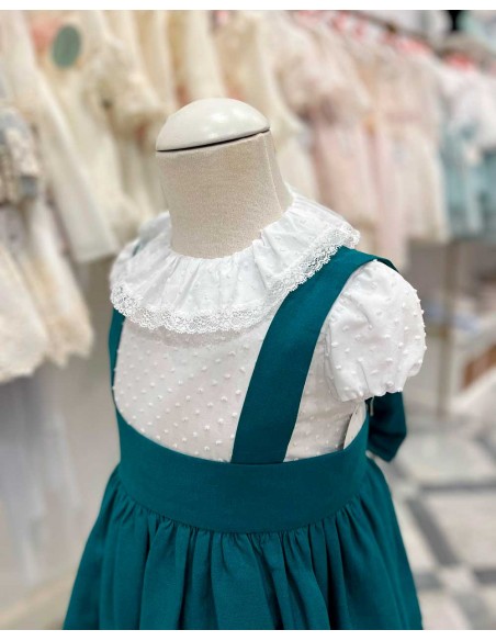 Vestido Pichi Ceremonia Lino Verde Petróleo Camisa Plumeti Julietas