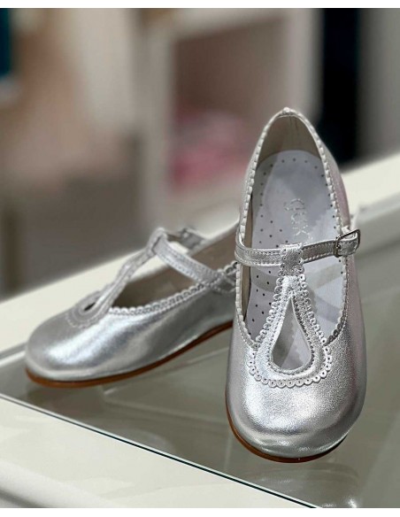 Zapato Niña Salón Hebilla Metal Plata Gux´s Shoes
