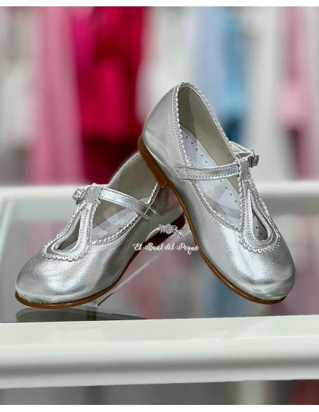 Zapato Niña Salón Hebilla Metal Plata Gux´s Shoes