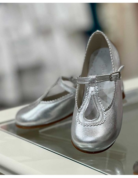 Zapato Niña Salón Hebilla Metal Plata Gux´s Shoes