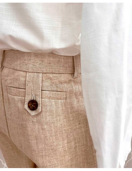 Camisa Blanca Bermuda Lino Marta y Paula Piscis