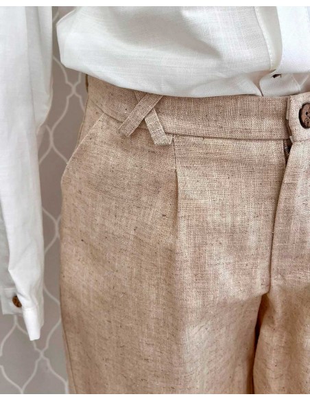 Camisa Blanca Bermuda Lino Marta y Paula Piscis
