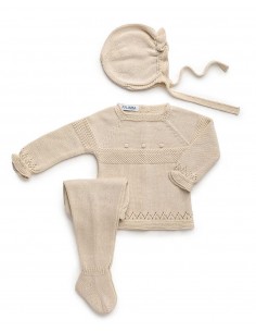 Conjunto Bebé Hilo 3 Piezas Unisex Crema Juliana