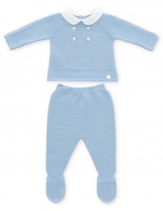 Jubón y Polaina Bebé Niño Martín Aranda Azul Océano COLECCIÓN MONTEFIOR