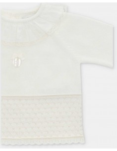 Conjunto Bebé Unisex Martín Aranda Blanco Roto Albi Hilo de Algodón 100% 2