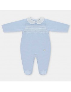Pelele Bebé Unisex Interlock Martín Aranda Celeste Smock Algodón 100%