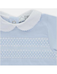 Pelele Bebé Unisex Interlock Martín Aranda Celeste Smock Algodón 100% 2