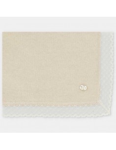 Toquilla Chal Punto Bolillo 100% Algodón Arena Martín Aranda ideal para Ceremonia y Bautizo