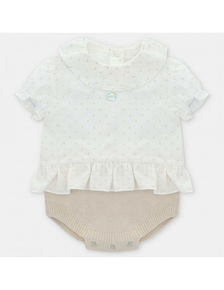 Pelele Niña Punto Algodón 100% y Tela Arena Martín Aranda Volterra