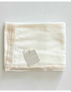 Chal Punto Bolillo 100% Algodón Blanco Roto Martín Aranda Toquillas de Ceremonia y Bautizo