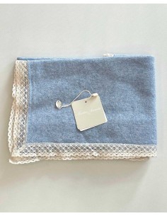 Chal Punto Bolillo 100% Algodón Azul Océano Martín Aranda Toquilla ideal para Ceremonia