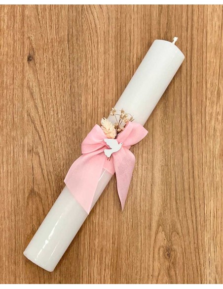 Vela Ovalada Bautizo Cristianar Lazo Rosa