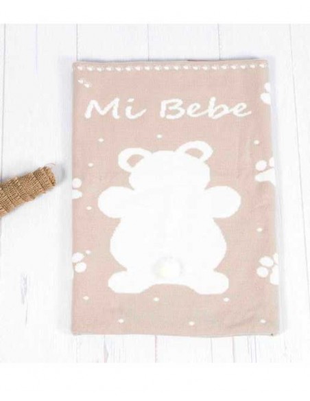 Mantita Personalizada Huellas Pangasa Camel y Marfil