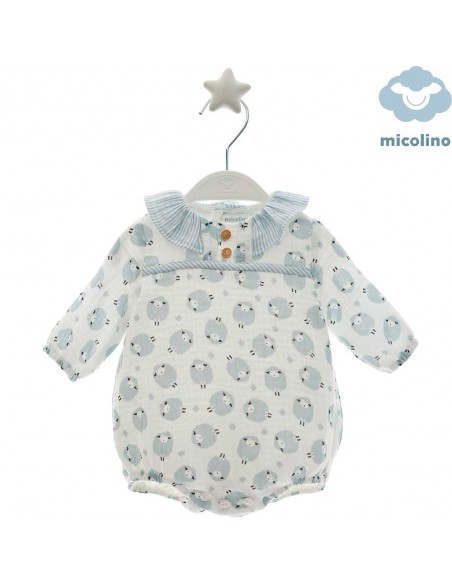 Pelele Bebé Unisex Micolino Constanza Celeste Cielo