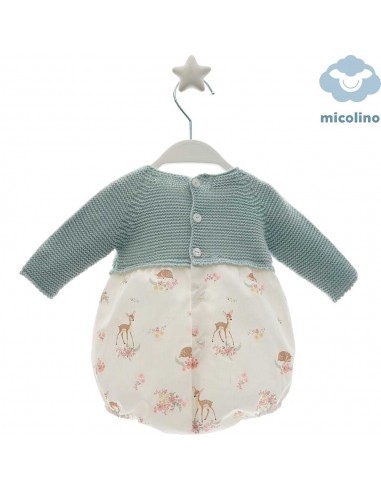 Pelele Bebé Cuerpo Punto Micolino Beatrice Verde Seda