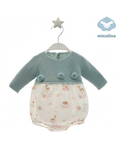 Pelele Bebé Cuerpo Punto Micolino Beatrice Verde Seda