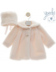 Abrigo Bebé Niña con Capota Pelo Beig Yoedu Moda Bebes