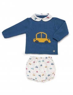 Conjunto Niño Bebé Punto Tejido Coches Juliana Azafata