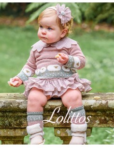 Conjunto Bebé Niña Jubón y Braguita Lolittos Borreguito
