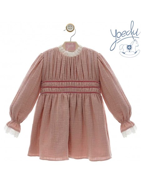Vestido Infantil Niña Familia Damasco Rosa Yoedu