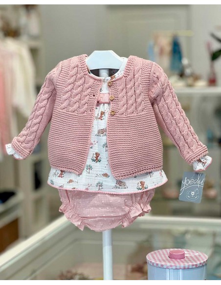 Rebeca Bebé Larga Unisex Ochitos Yoedu Rosa Empolvado