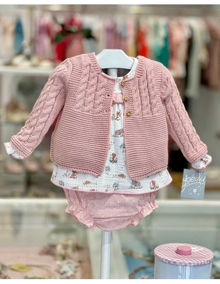 Rebeca Bebé Larga Unisex Ochitos Yoedu Rosa Empolvado