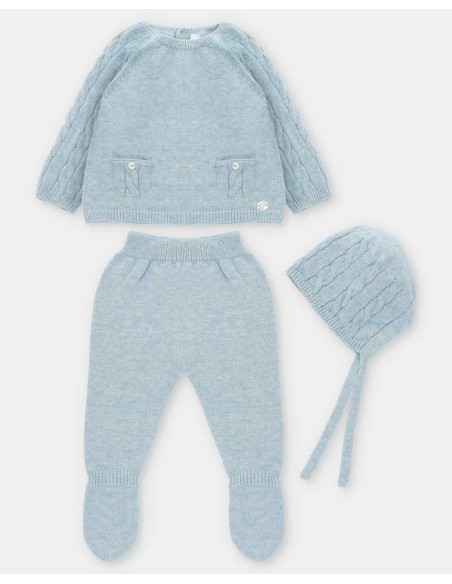 Conjunto Bebé Unisex 3 Piezas Celeste Martín Aranda