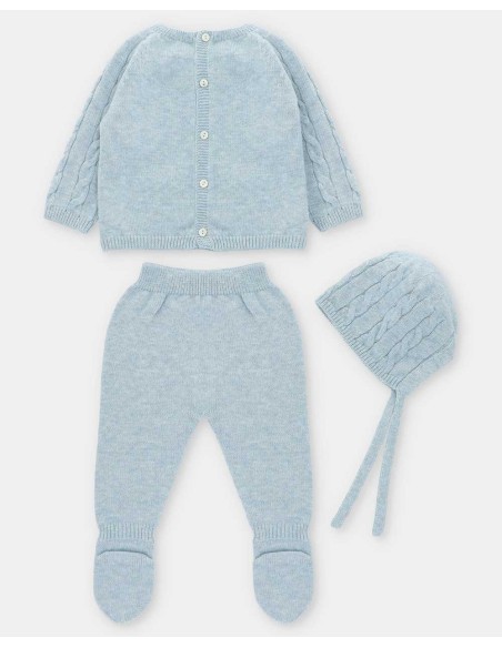Conjunto Bebé Unisex 3 Piezas Celeste Martín Aranda