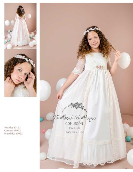 Vestido Comunión Lilus 2026 Modelo 40122 Fondo Rosa