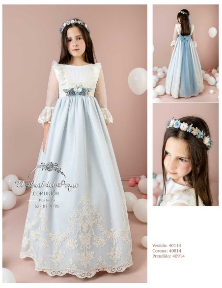 Vestido Comunión Lilus 2026 Modelo 40114  Fondo Océano