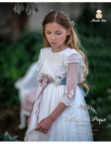 Vestido Comunión Abuela Tata Modelo Laura Azul