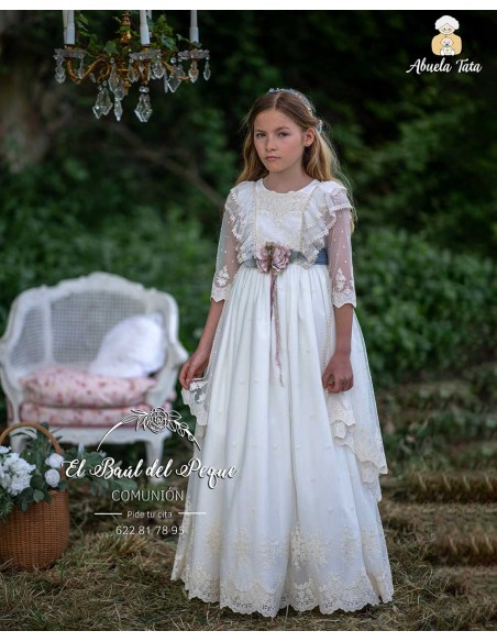 Vestido Comunión Abuela Tata Modelo Laura Azul
