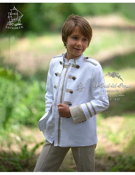 Almirante Comunión Niño Blanco y Crema  Navy y Blue