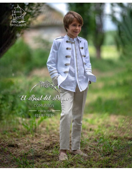 Almirante Comunión Niño Blanco y Crema  Navy y Blue
