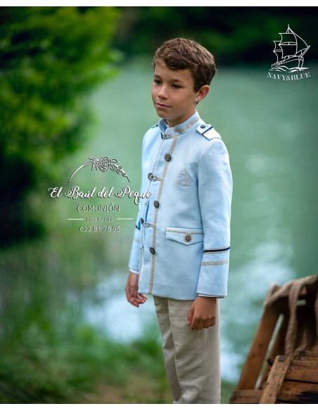 Almirante Comunión Niño Celeste y Arena Navy y Blue