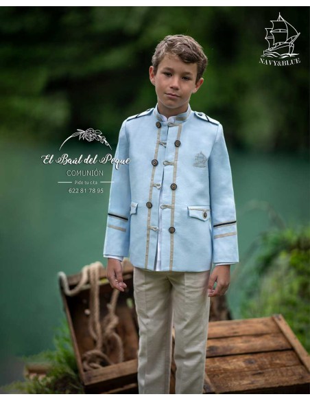 Almirante Comunión Niño Celeste y Arena Navy y Blue