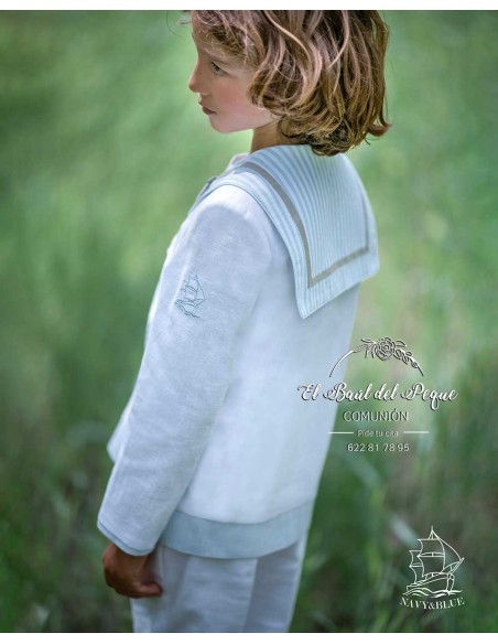 Mariniero Comunión Niño Blanco y Verde Navy y Blue